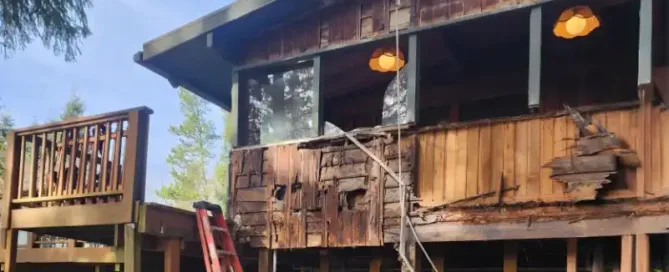 A house being repaired with dry rot