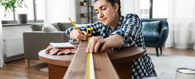 A woman repairing her home before selling it